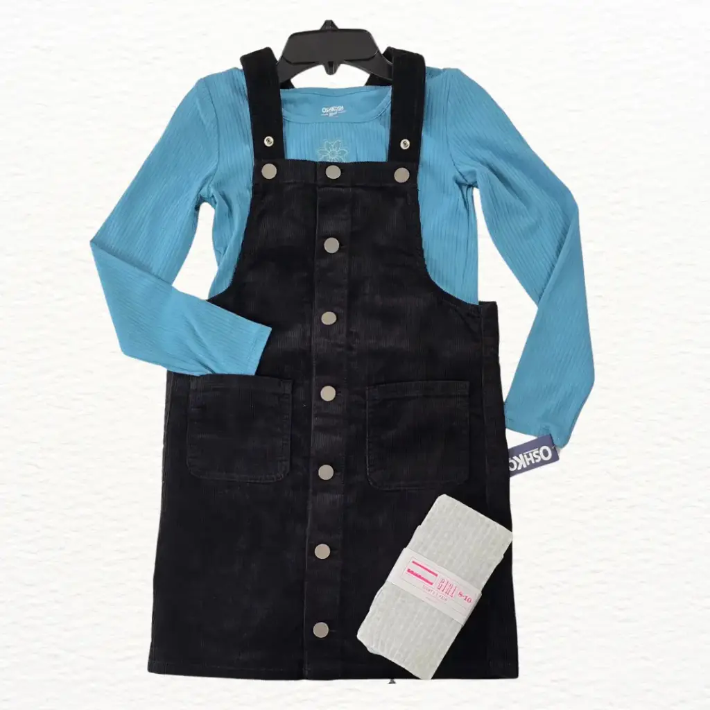 Overol corduroi color negro, talla 12