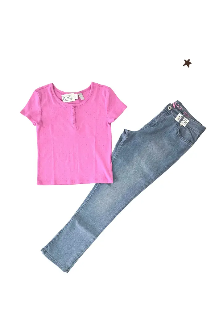 Blusa y Jean stretch skinny PLUS, talla 12 niña