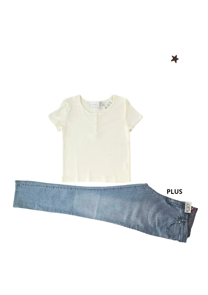 Blusa stretch y Jean, talla 12 niña
