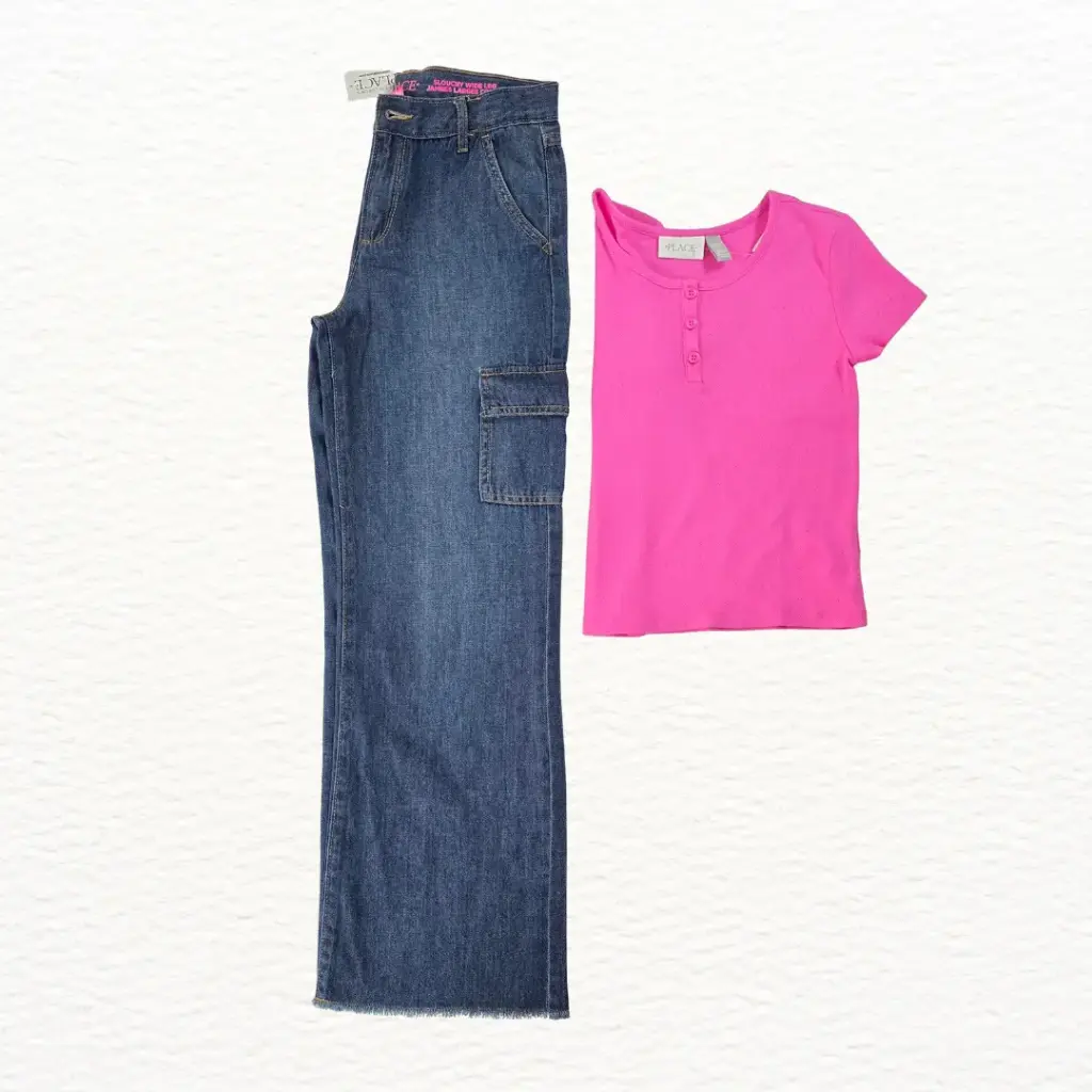 Blusa stretch y Jeans ancho, talla 12 