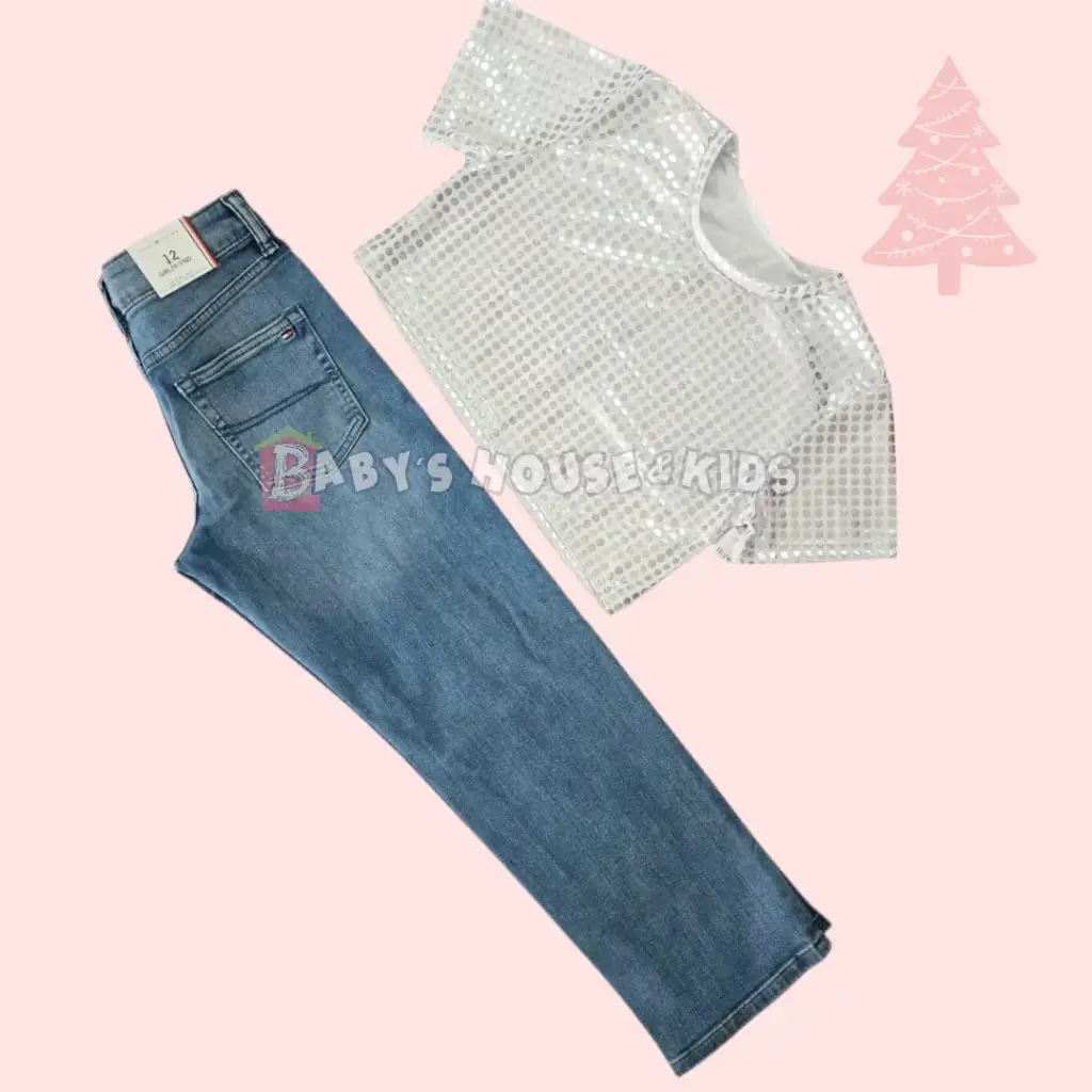 Blusa talle corto y Jeans, talla 12