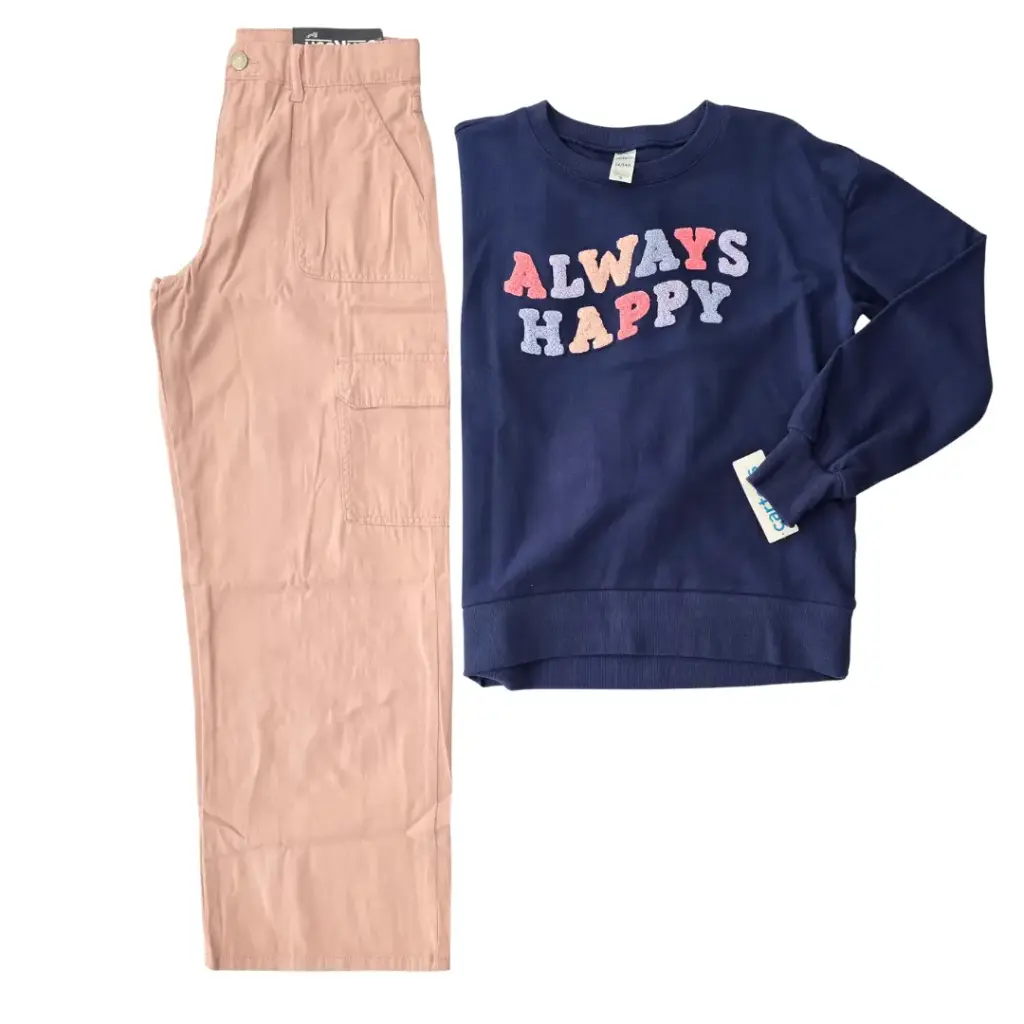 Camisa sweater 100% algodón y pantalon ancho, talla 14 niña