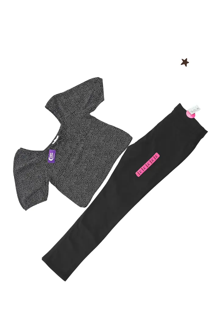 Blusa crop top y Jean skinny color negro, talla 12 niña