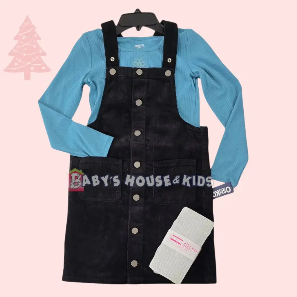 Camisa manga larga y overol corduroi, talla 14 