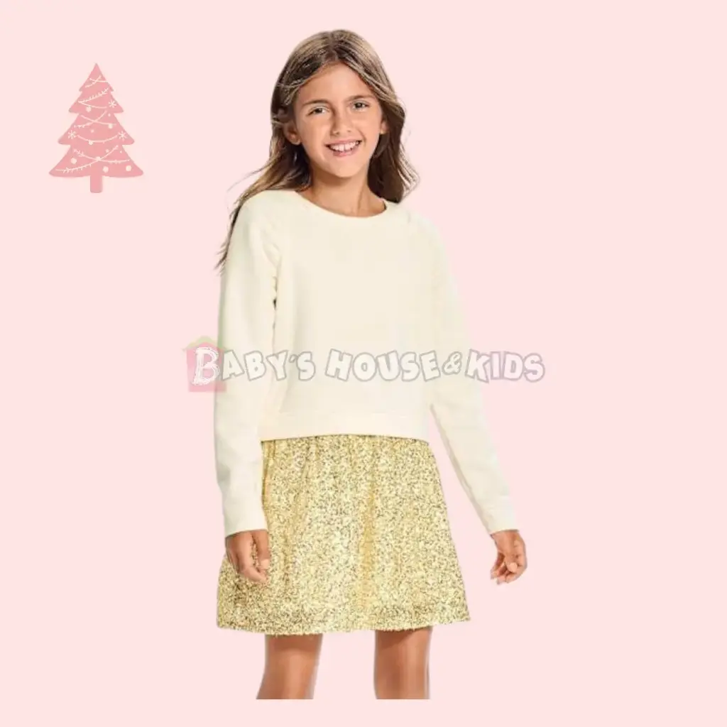 Vestido manga larga ivory sweater talla 14