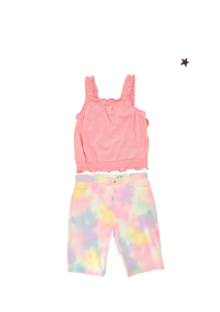 Blusa escotada y Short stretch largo talla 16