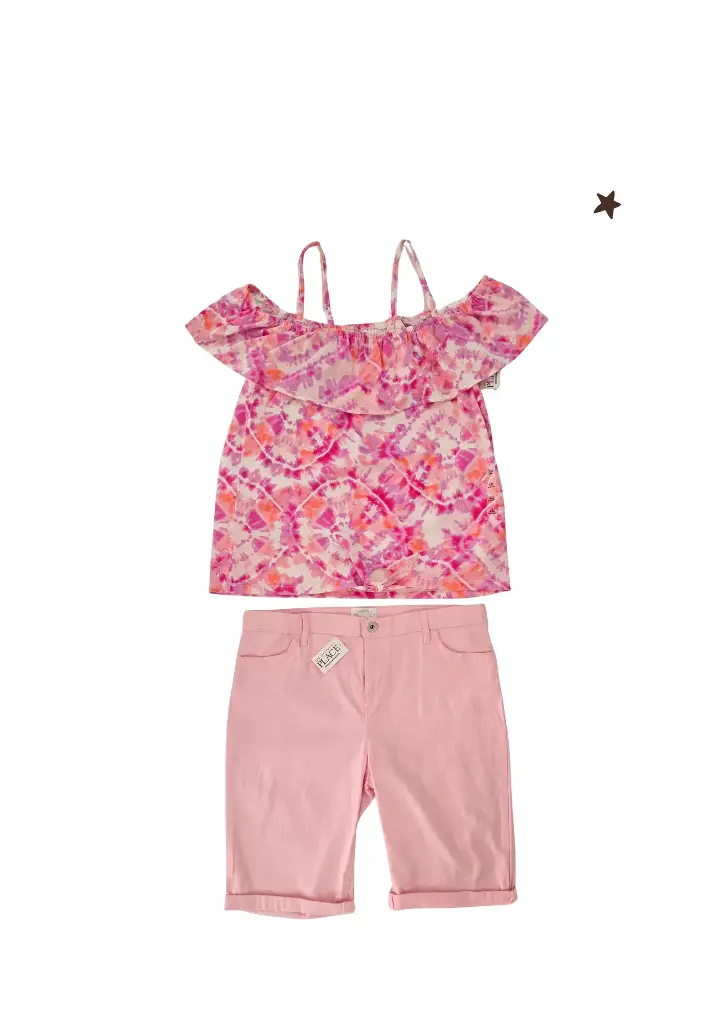 Blusa escotada y short stretch largo talla 16