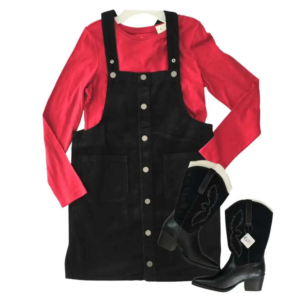Overol corduroi color negro, talla 16