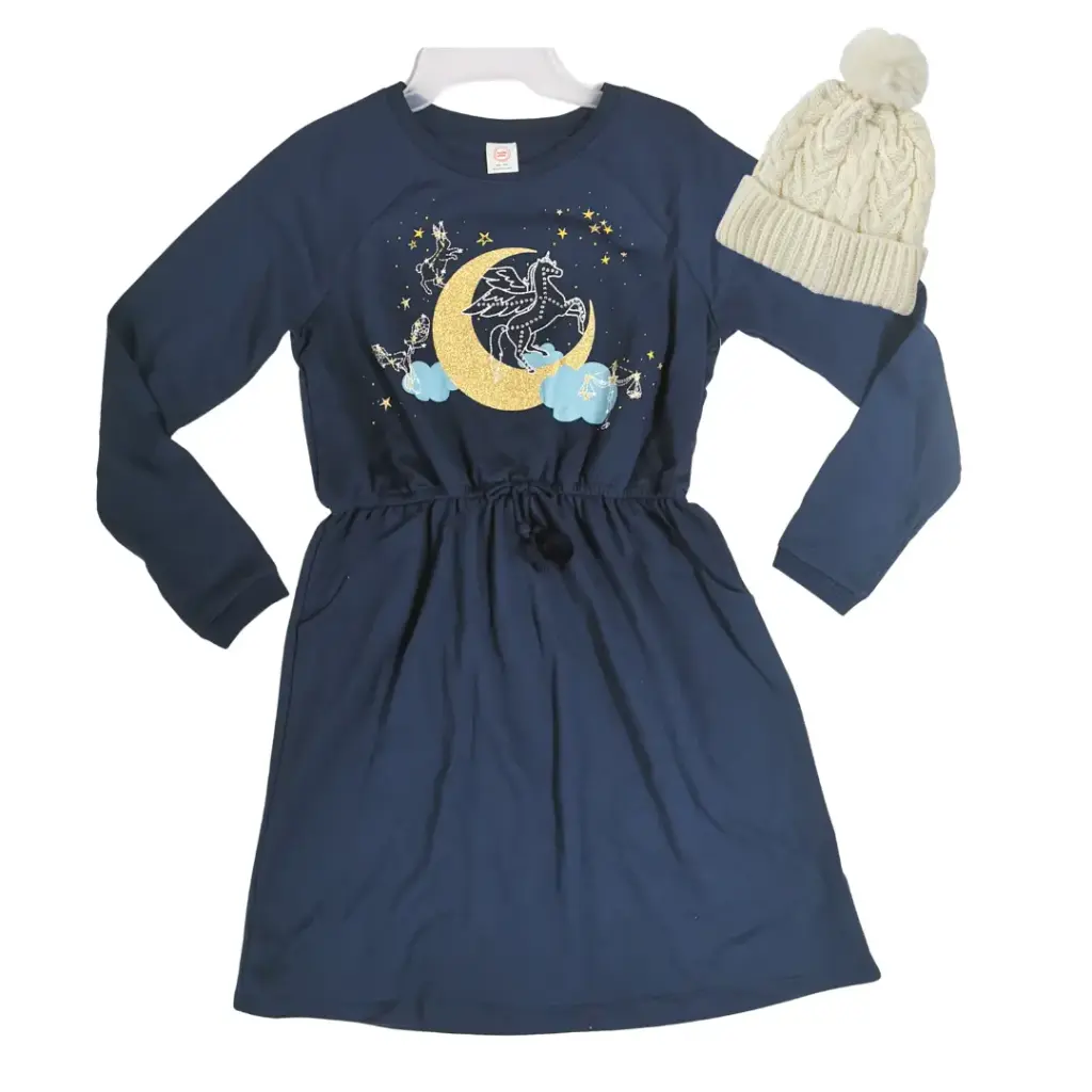 Vestido stretch azul y de algodón, talla 16