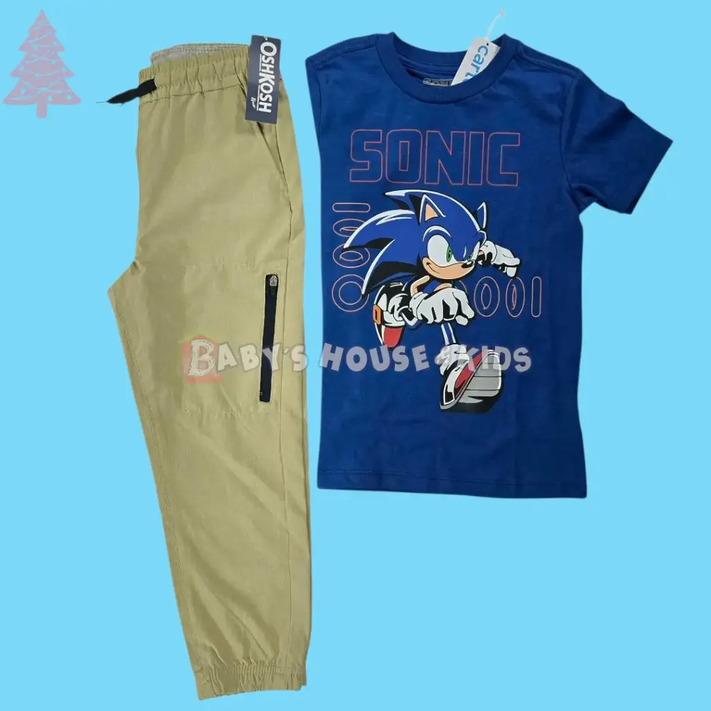 Camiseta sonic y buzo tela deportivo, talla 6