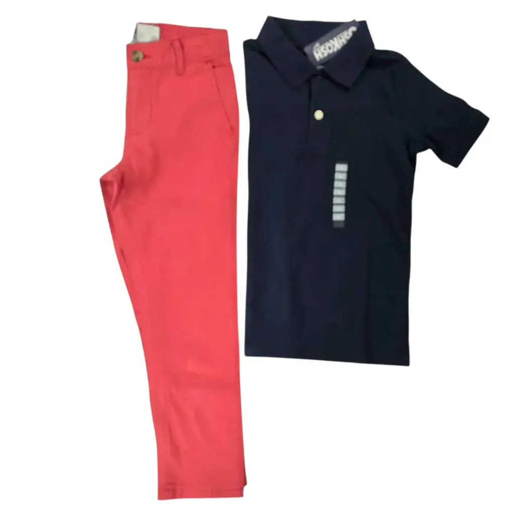 Polo azul marino y pantalón talla 6