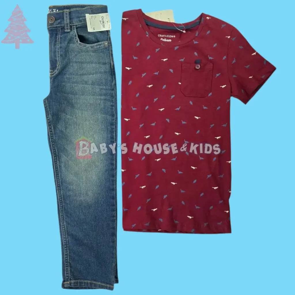 Camiseta 🦖 y Jeans recto, talla 6