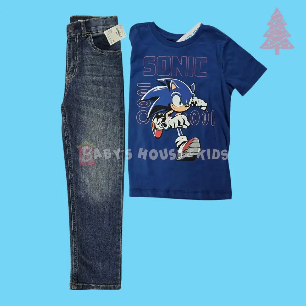 Camiseta Sonic y Jeans, talla 7