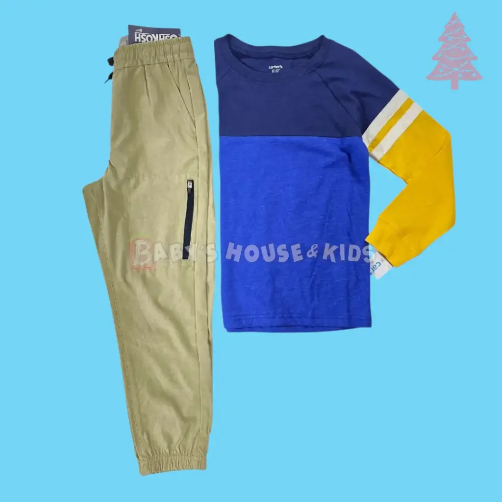 Manga larga de algodón y buzo caqui de tela deportiva, talla 7