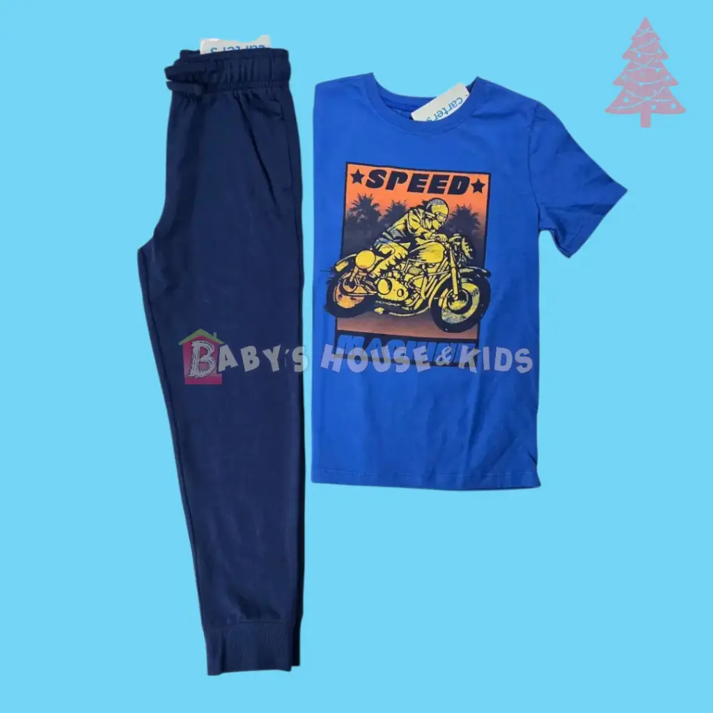 Camiseta y buzo azul marino de algodón, talla 7