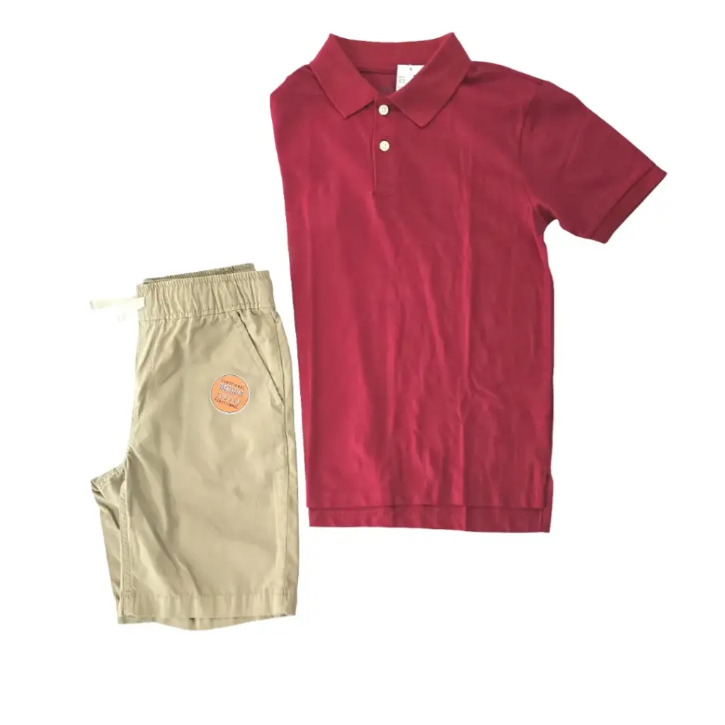 Polo roja y short cargo caky, talla 8