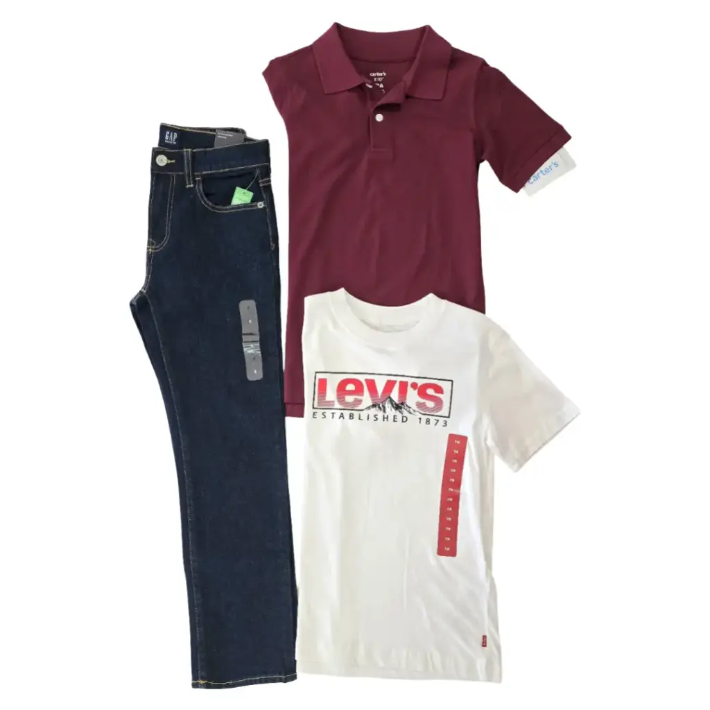 Polo , camiseta, y Jeans recto, talla 8