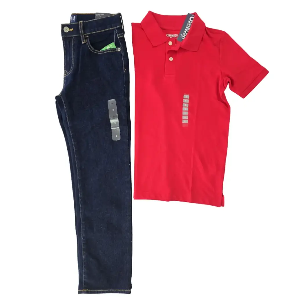 Polo y Jeans azul marino, talla 8