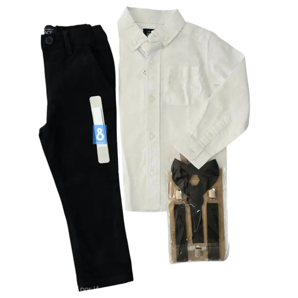 Outfit formal Camisa blanca y pantalón oscuro, talla 8