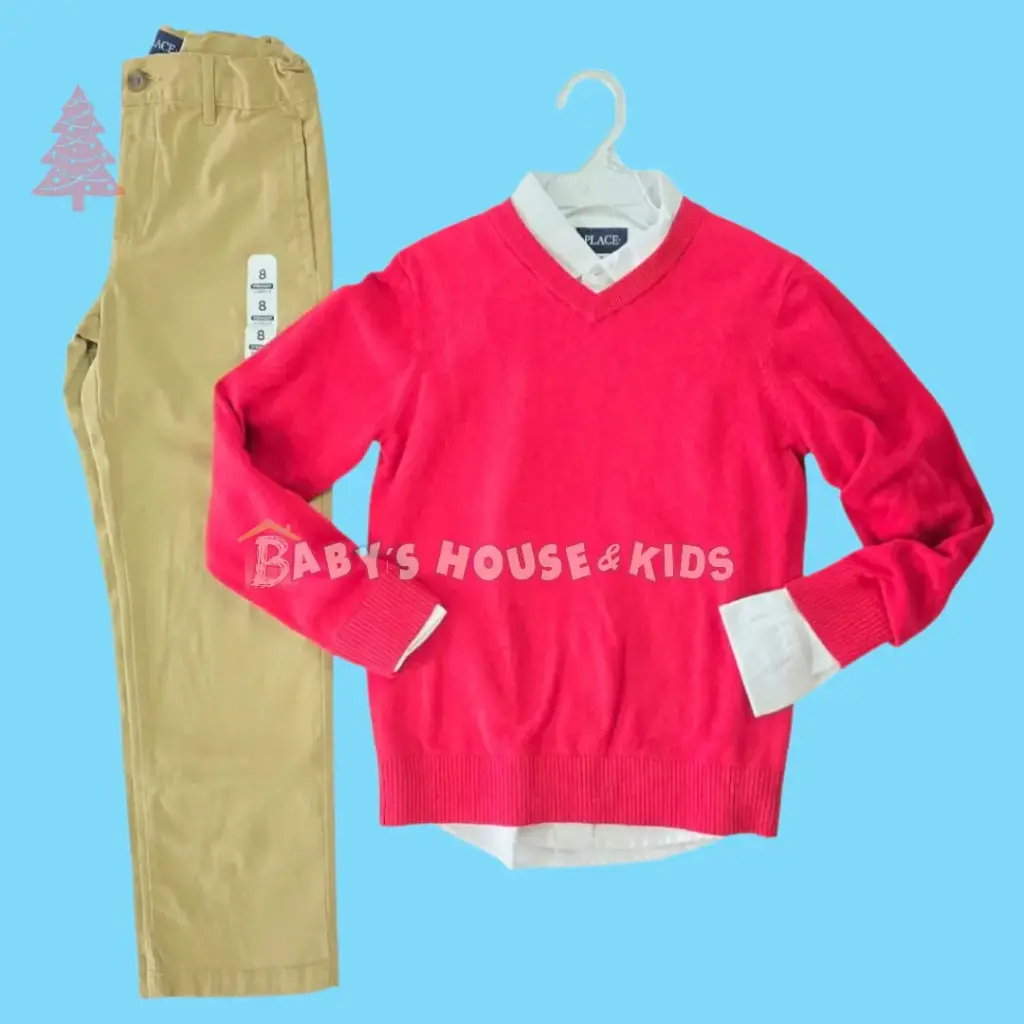 Outfit ❄️ con sweater rojo, talla 8