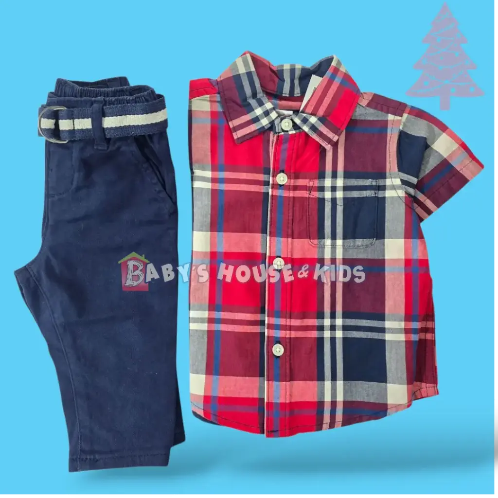 Set Camisa y pantalón con faja talla 3 meses 