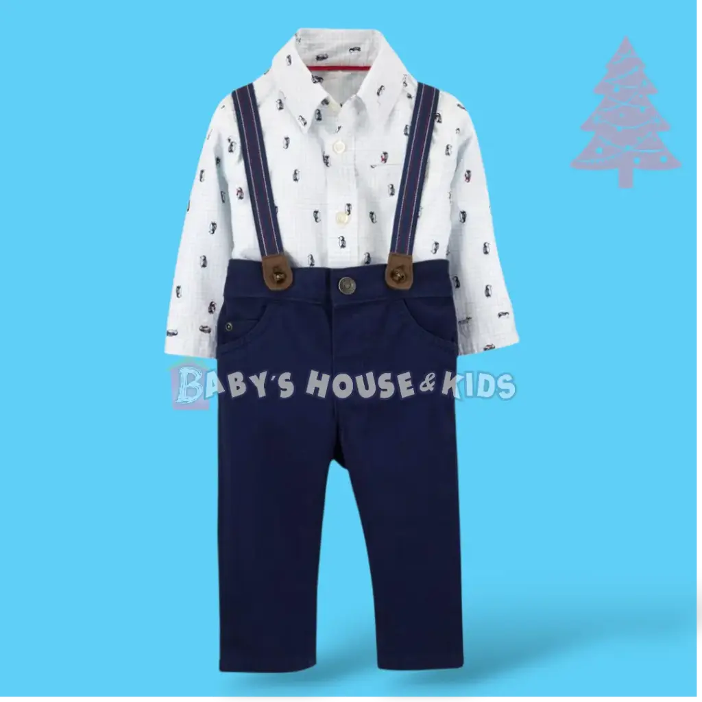 Set algodón pantalón overol  con tirantes🐧 talla 6 meses