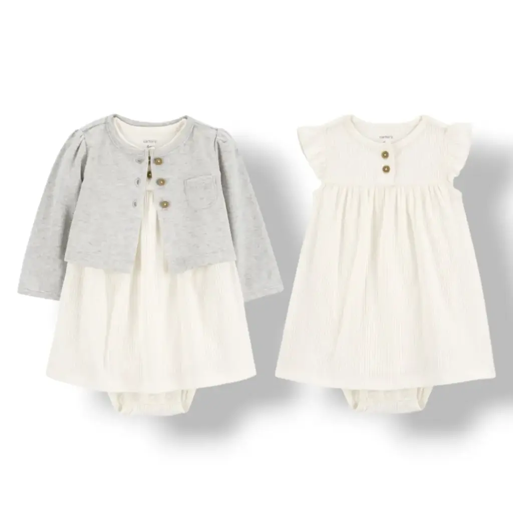 Vestido fresco con suetercito de algodón talla 0-3 meses