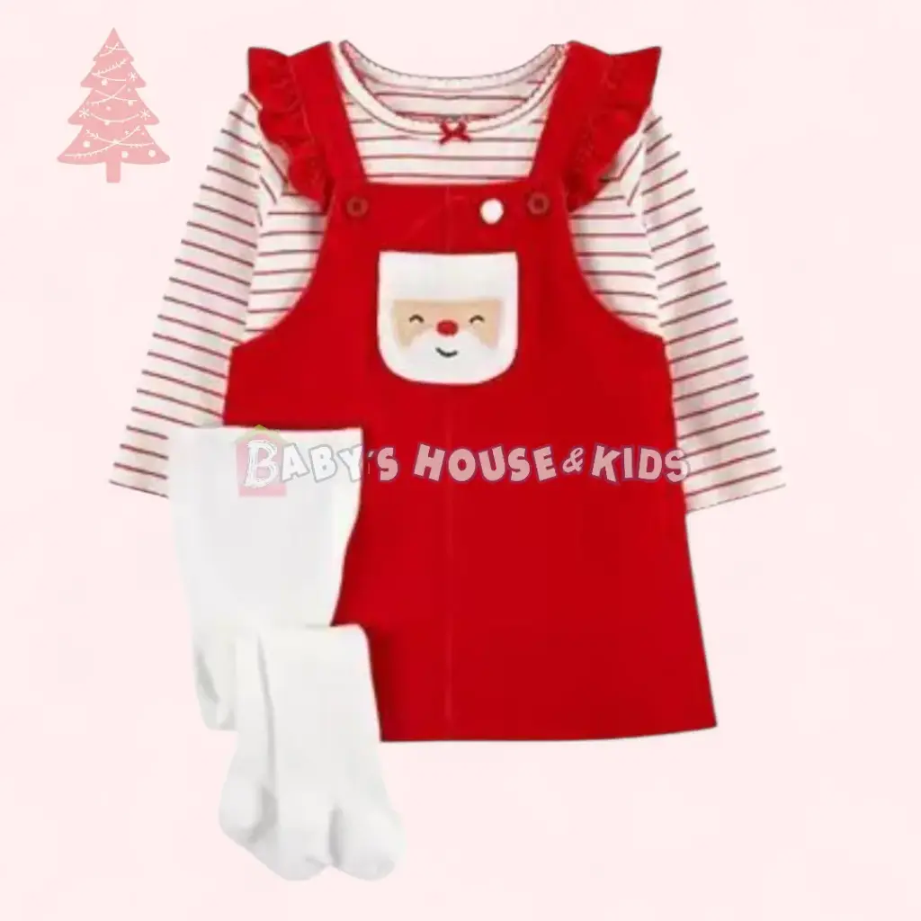 Vestido navideño con medias gruesas  ☃️ talla 3 meses
