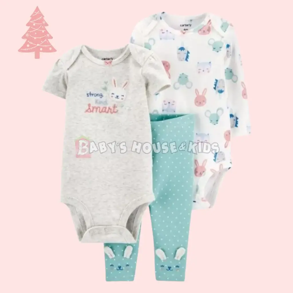 Set de algodón 3 piezas, 🐰talla 9 meses