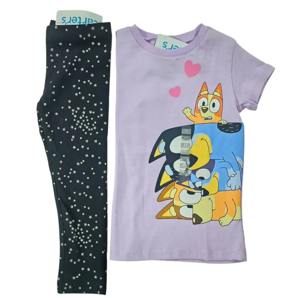 Camisa de personaje y legging con brillos, talla 3t