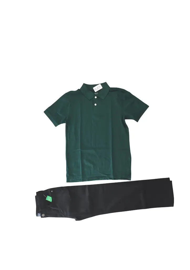 Camisa polo y pantalón semiformal color negro talla 10