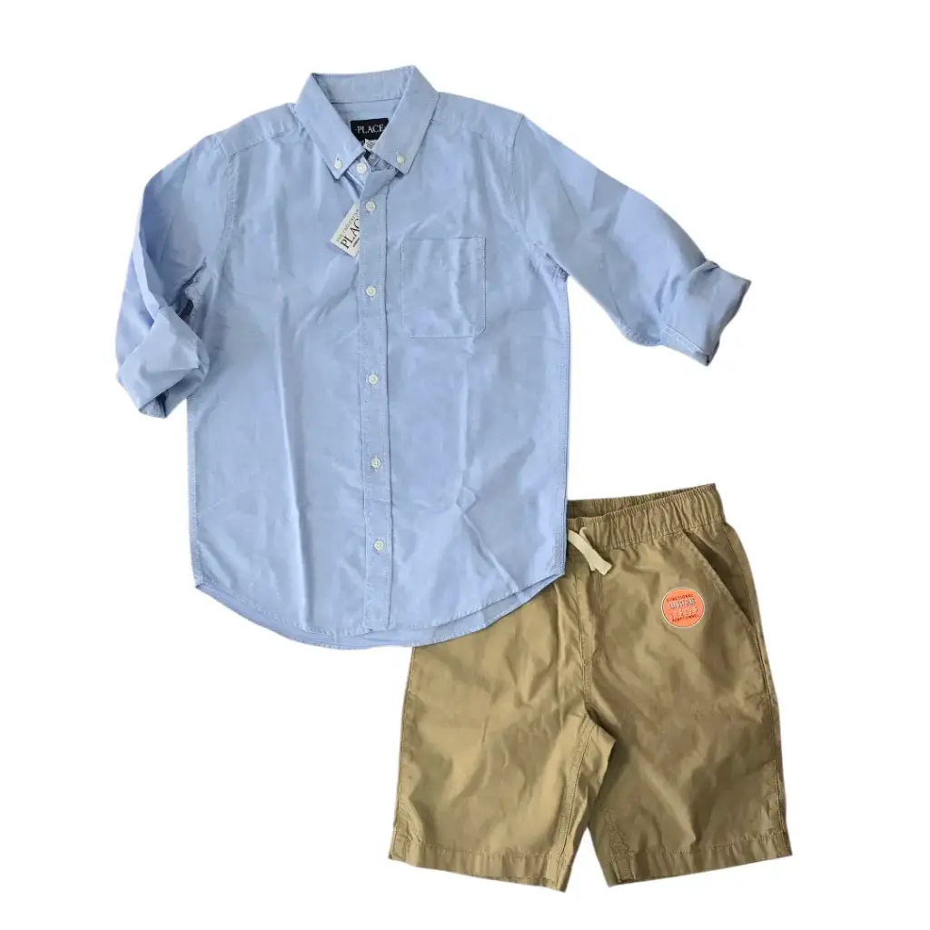 Manga larga de botones  y short con bolsas, talla 10 