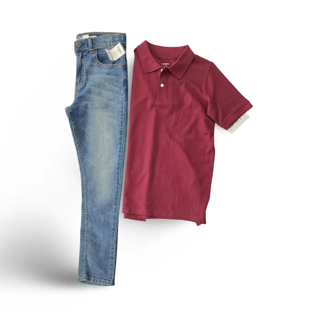 Camisa polo y Jean skinny, talla 10