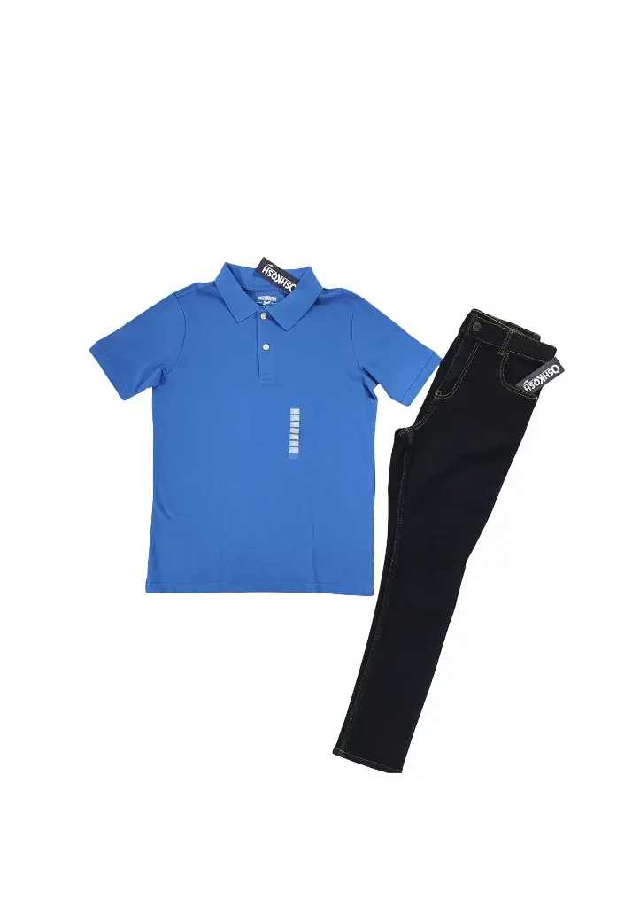 Polo azul y Jean skinny stretch talla 12