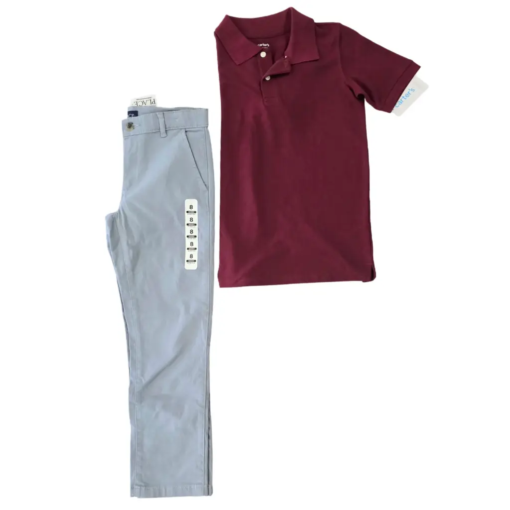 Polo ocre y pantalón formal, talla 12