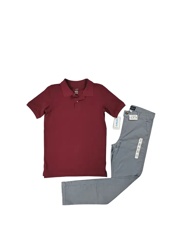 Polo ocre y pantalón stretch color gris talla 12 años