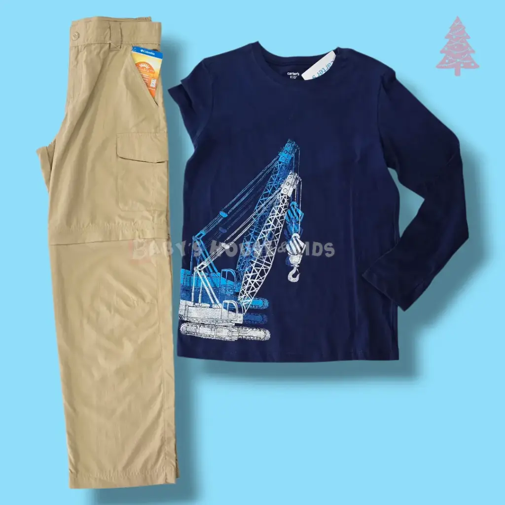 Camiseta azul y pantalón y short tela deportiva, talla 12