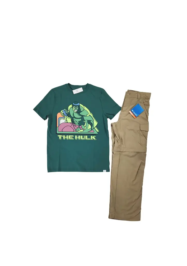 Camiseta Hulk y pantalón que se puede hacer short talla 12 años