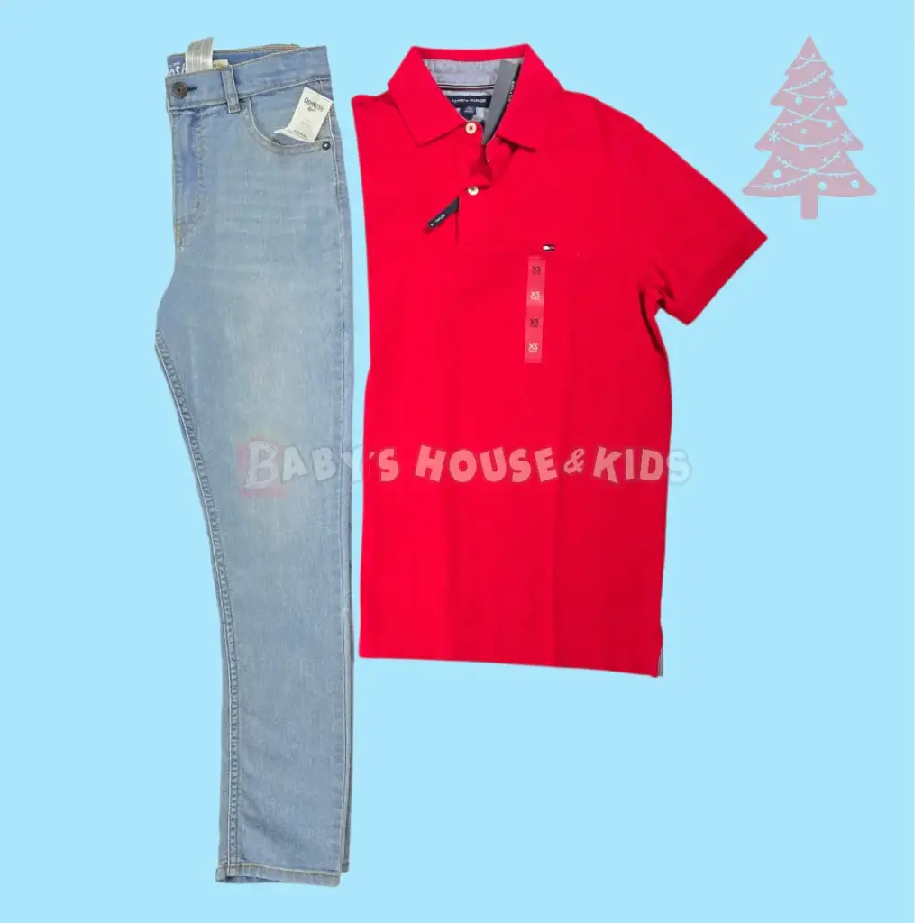 Polo roja y Jeans skinny talla 14