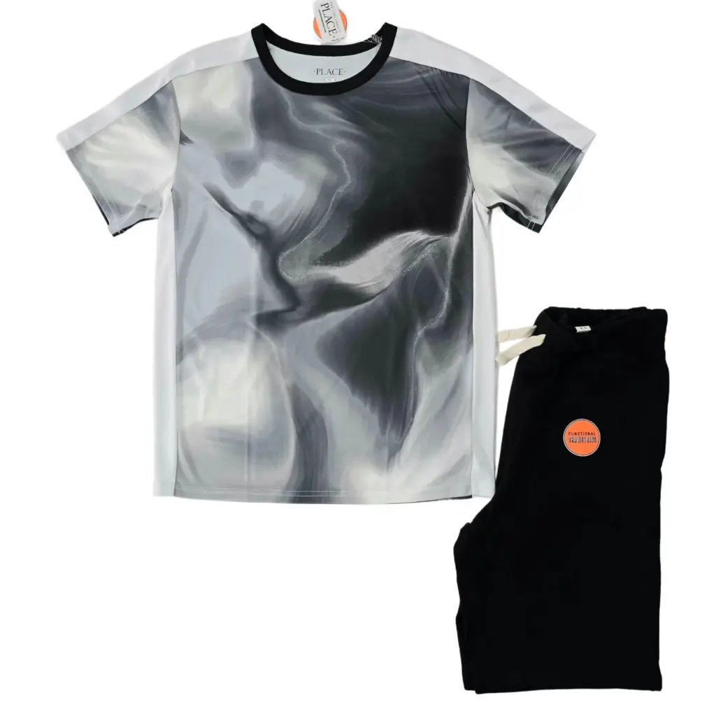 Camiseta tela deportiva y short de algodón talla 14