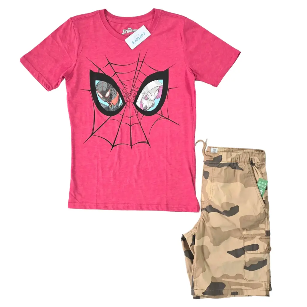 Camiseta spiderman y short cargo talla 14