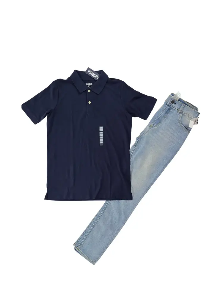 Polo azul marino y Jean skinny talla 14 años 