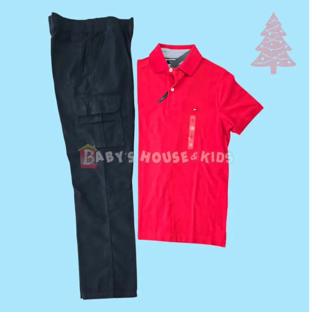 Polo color rojo y pantalón bombero talla 14