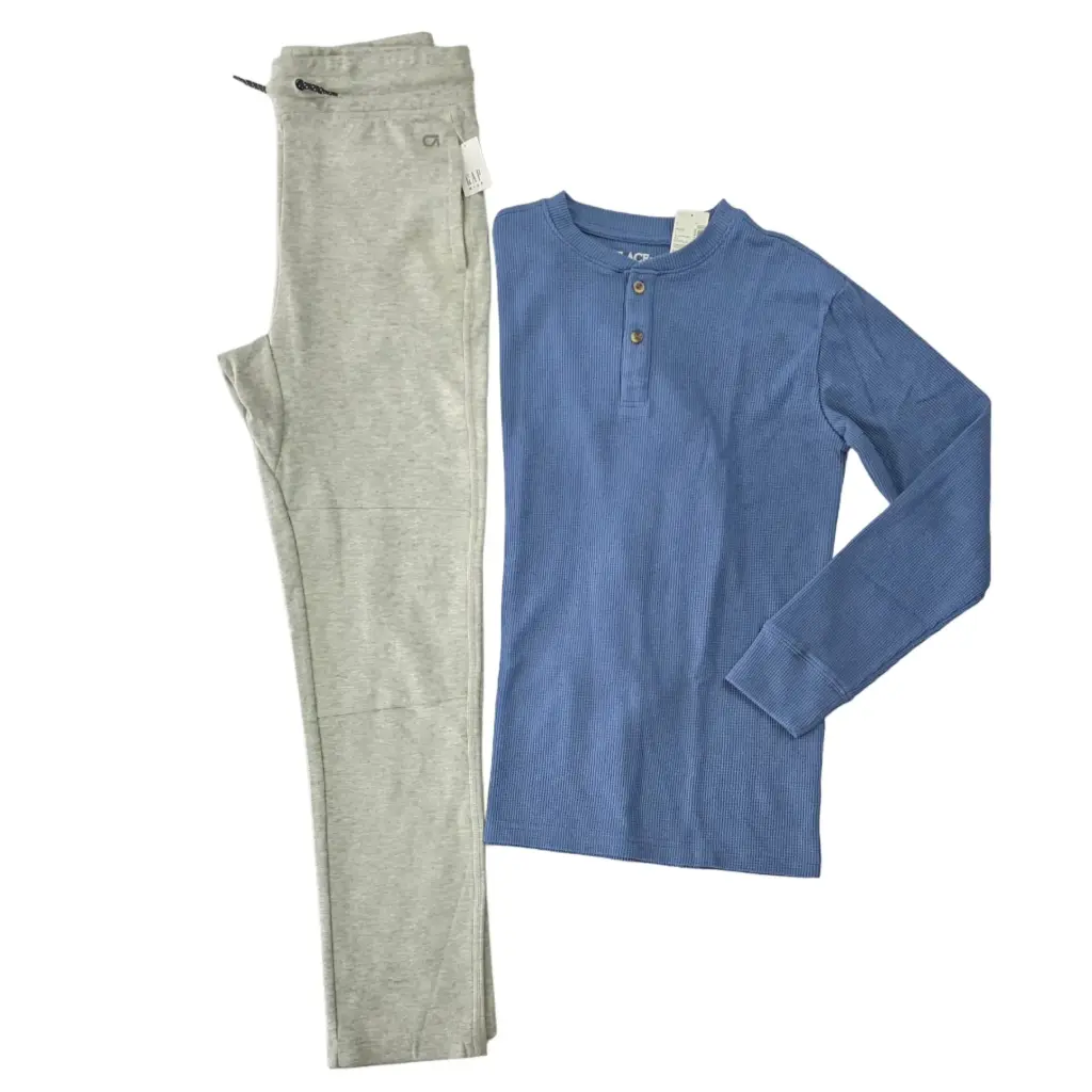 Camisa stretch y buzo gris de algodón, talla 14