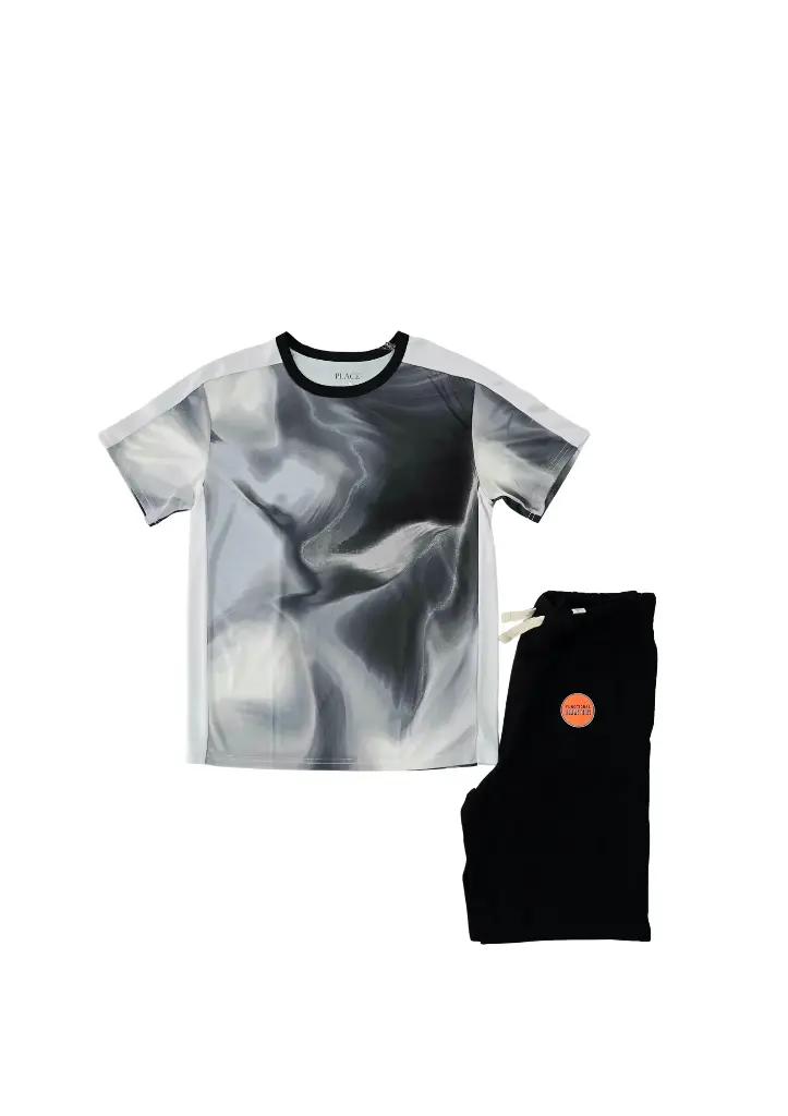 Camisa tela deportiva y short color negro talla 14 años 
