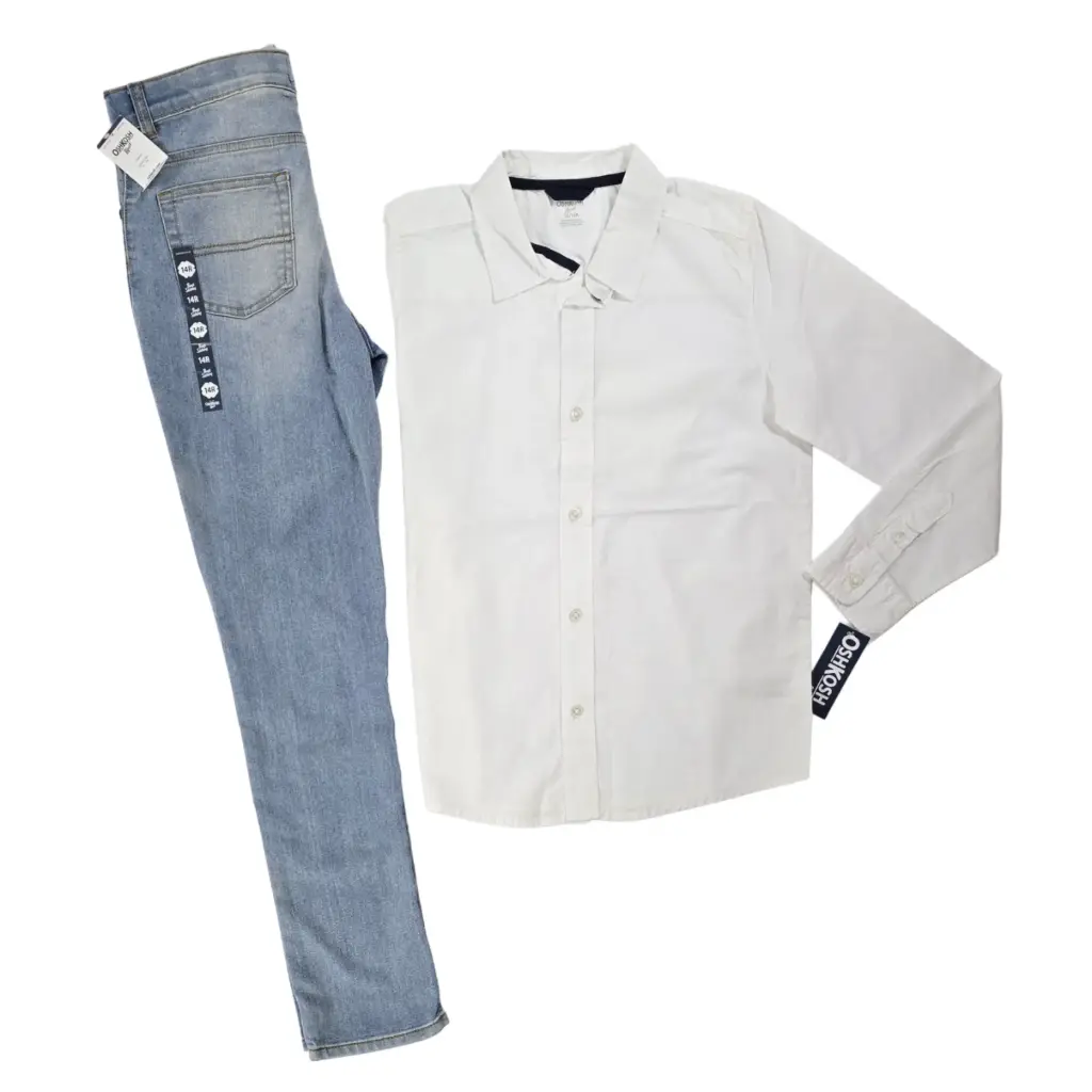 Camisa blanca manga larga y jeans skinny talla 14