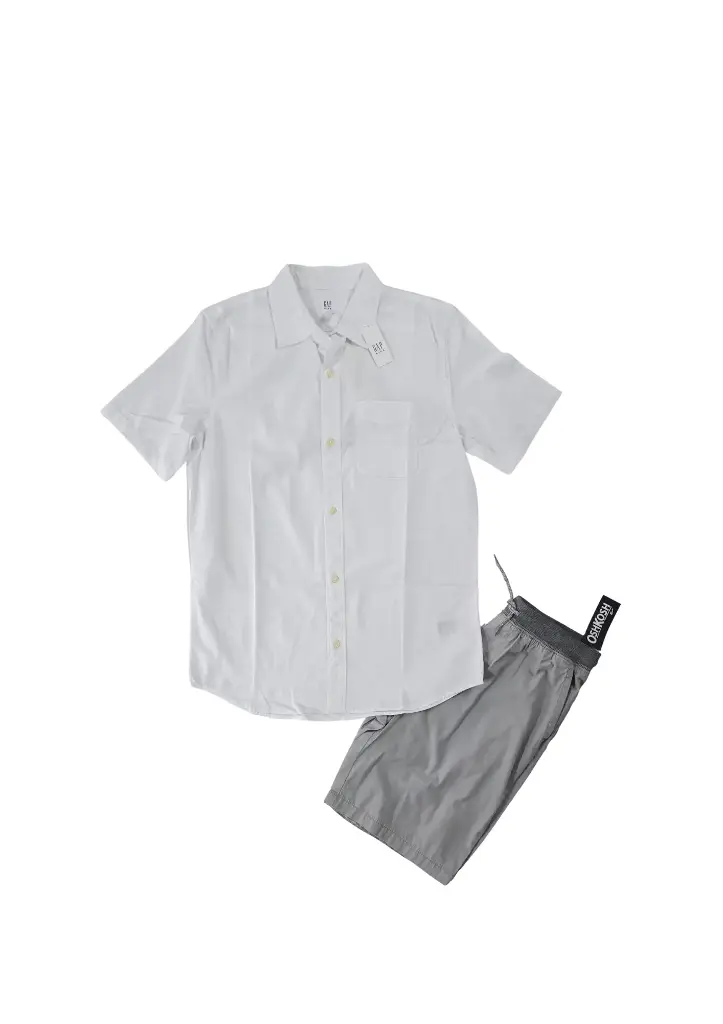 Camisa de botones y short cargo talla 14 años 