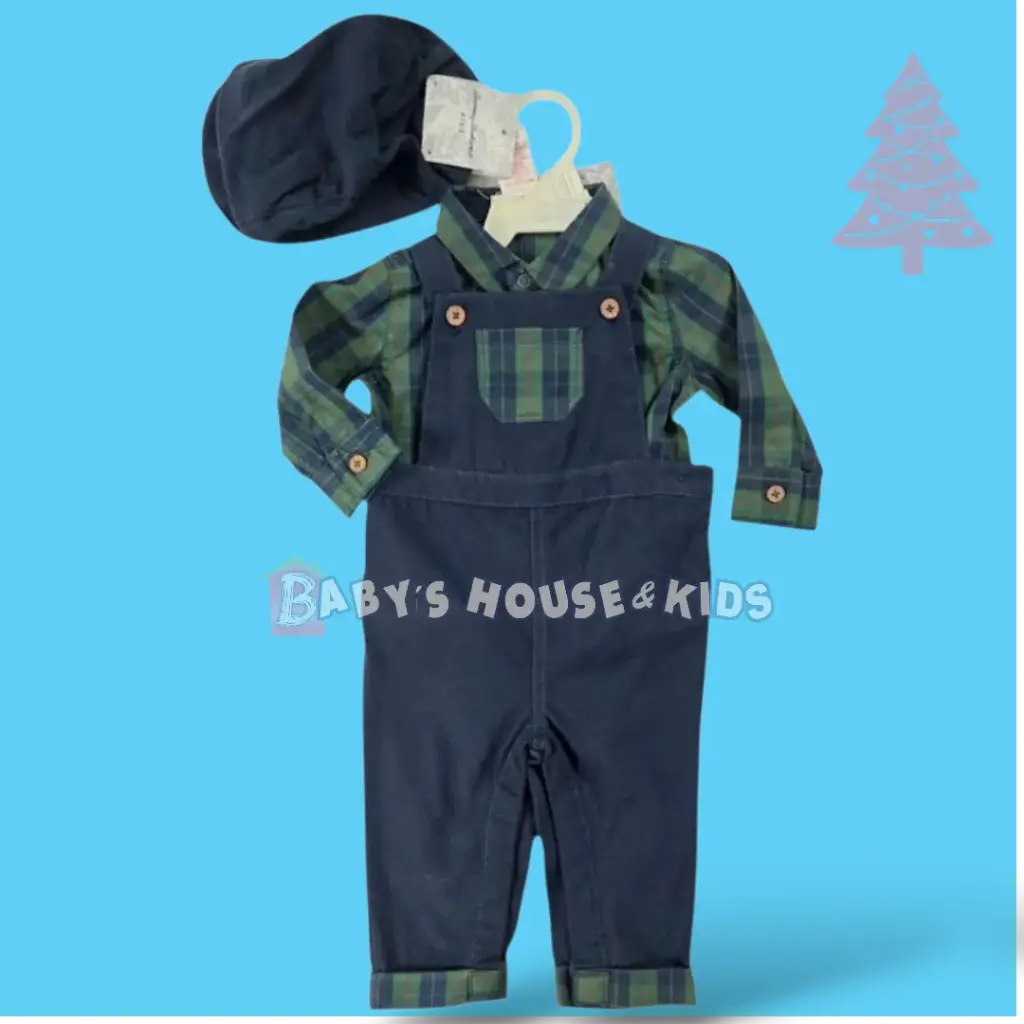 Set overol azul marino con Boina,  talla 3 meses 