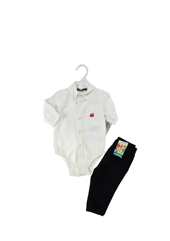 Camisa M/L tela gruesa, algodón y pantalón jogger color negro talla 3 meses