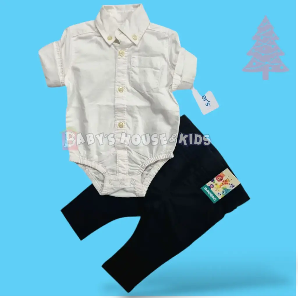 Camisa M/L tela gruesa, algodón y pantalón jogger color negro talla 3 meses
